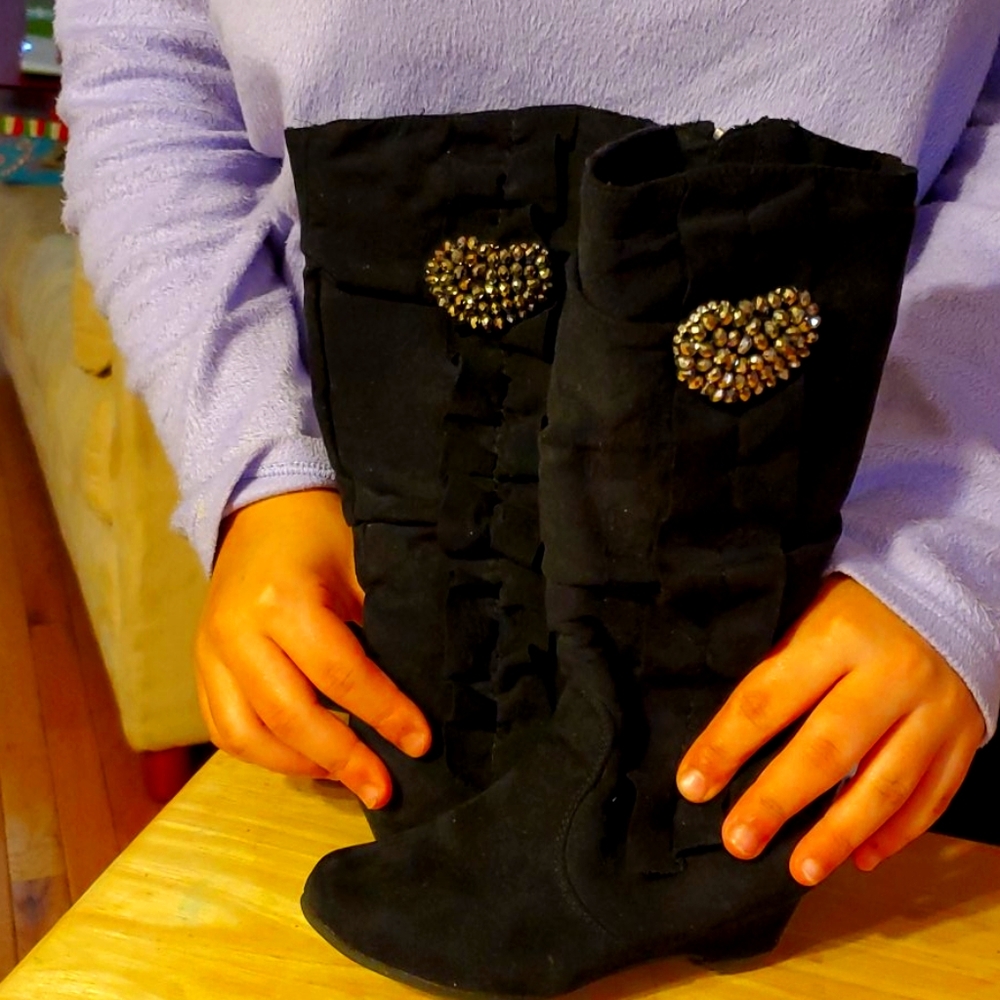 Sale Girls Stuart Weizmann tall black boots sz 11 - Picture 1 of 3